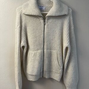 Old Navy Off-White Knit Zip-Up Cardigan